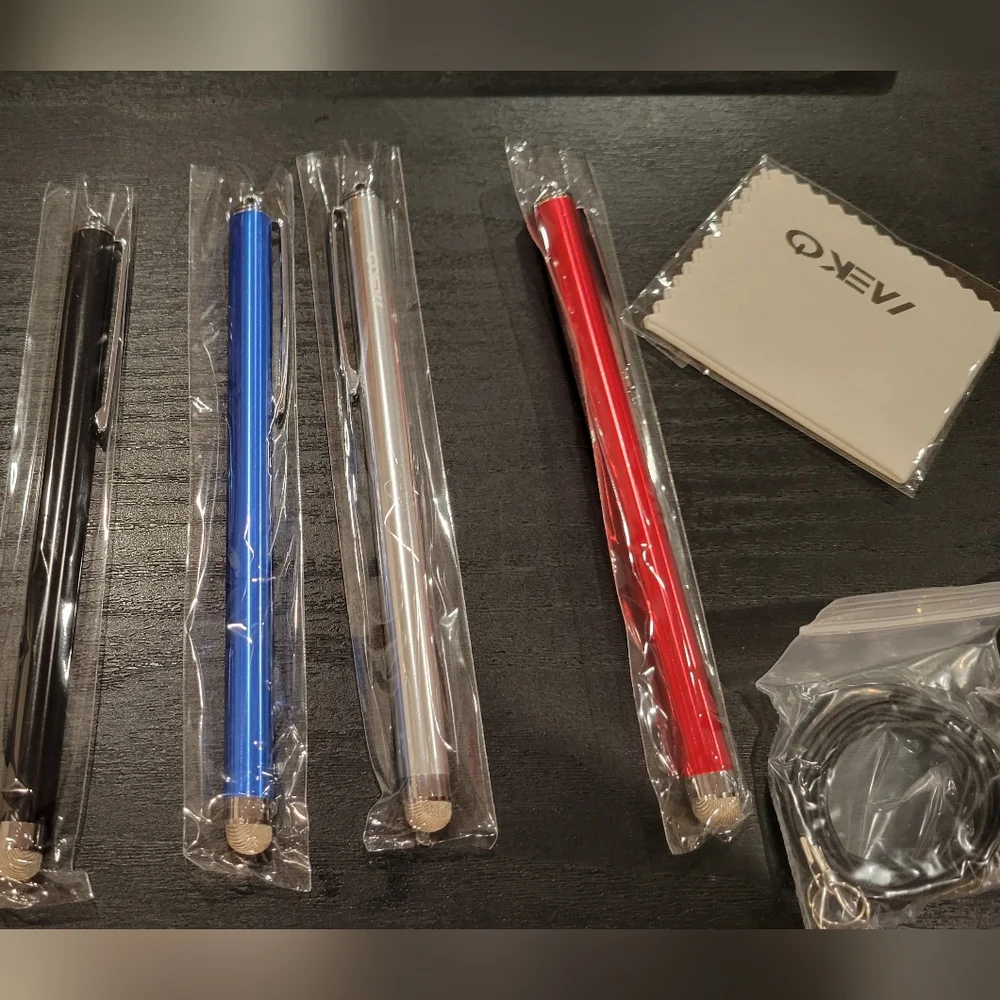 MEK 4-Pack Capacitive Stylus Pens in Black Blue Silver Red
